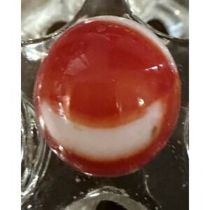 Vintage Akro Agate Corkscrew Marble Red White Swirl Machine Made USA